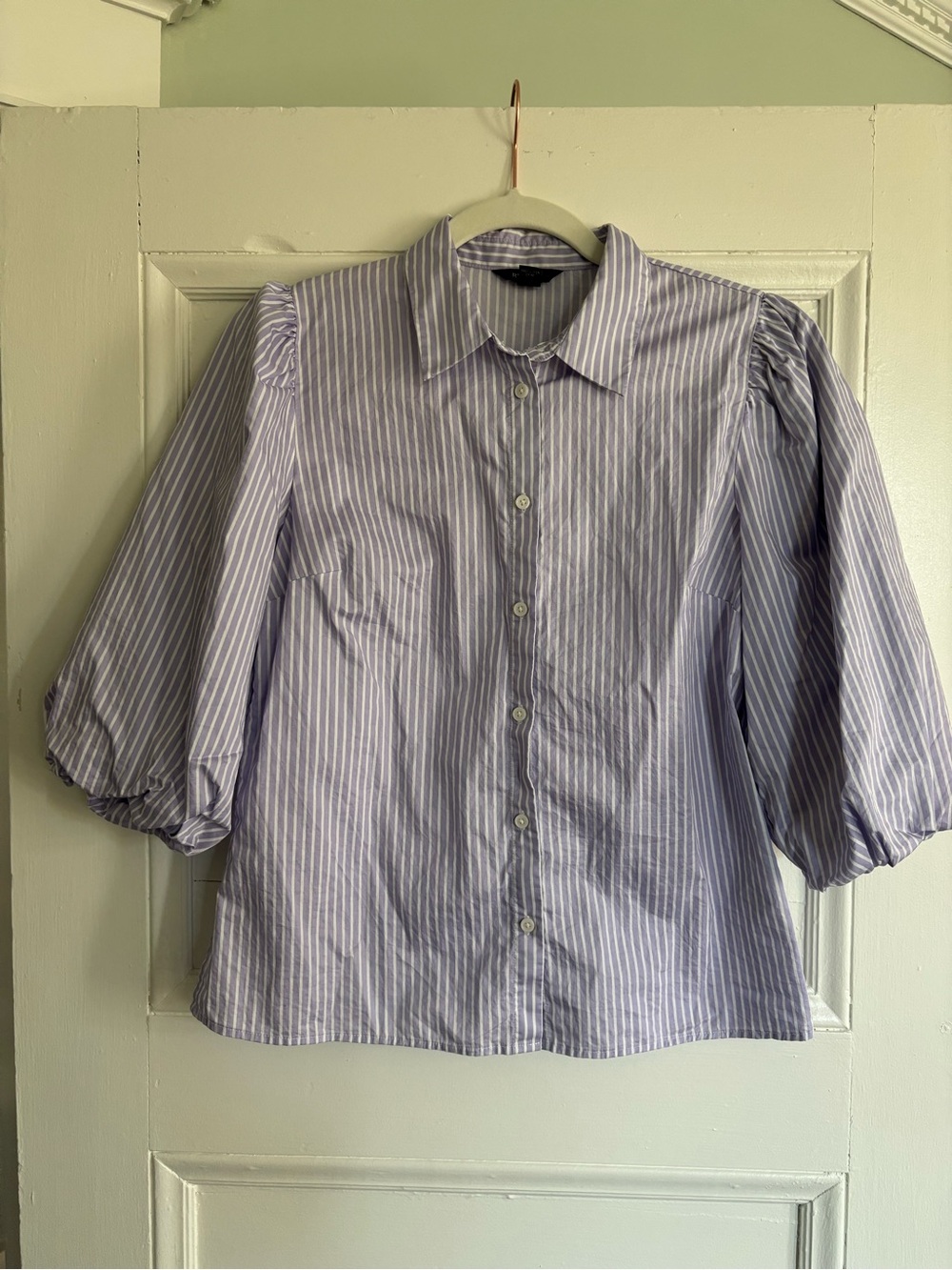 RW&CO. Lavender and White Striped Button-Up Shirt